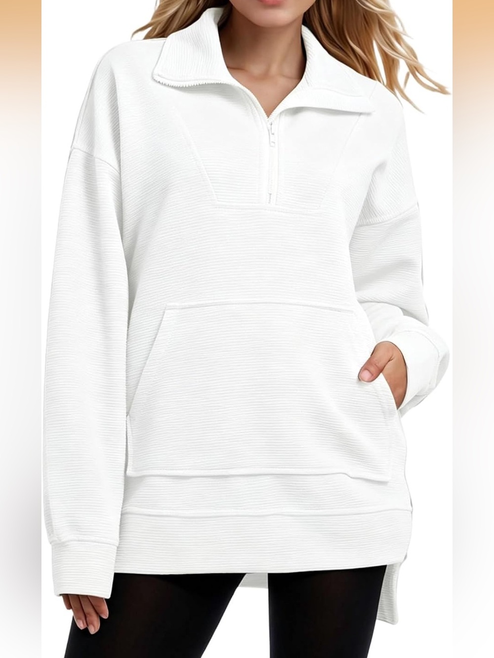 Ribbed Quarter Zip Tunic